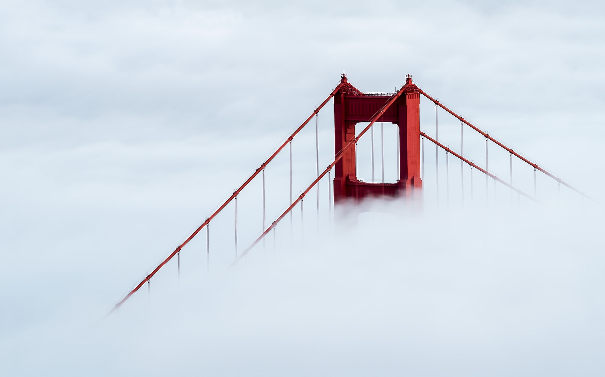 Golden Gate Bridge emerging from fog